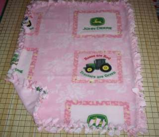 John Deere Pink Roses Fleece Baby Pet Dog Blanket Lap  