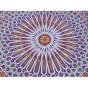 Colorful Geometric Pattern on Hand painted Table, Morocco Photographic 