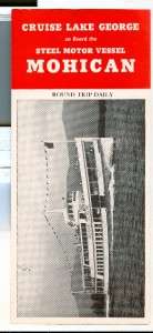 1950s LAKE GEORGE NY CRUISES on M.V. MOHICAN Brochure with Schedule 