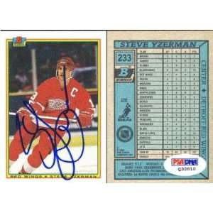   Red Wings Signed 1990 1991 Bowman Card # 233 PSA COA   Signed NHL