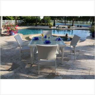   Rattan Grenada 5 Piece Glass Square Dining Set with Arm Chairs  