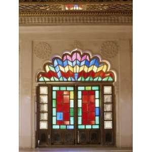  Old Stained Glass in Doors and Decorative Jali Wood Carving in Door 