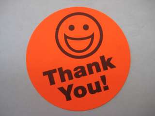 500 BIG THANK YOU SMILEY LABEL STICKERS red  