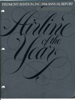 1984 Piedmont Airlines Annual Report Airline of Year  