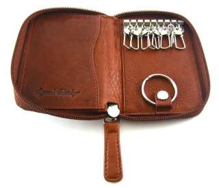   Cashmere Brady Brown Leather Eight Hook Zip Key Case Wallet  