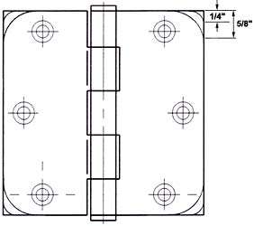 Satin Nickel Door Hinges 3.5 with 5/8 Radius 3 1/2  