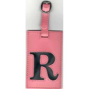  Ganz Initial Luggage Tag   Pink and Black Letter R 