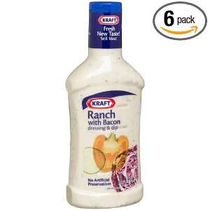 Kraft Ranch with Bacon Dressing & Dip, 16 Ounce Plastic Bottles (Pack 