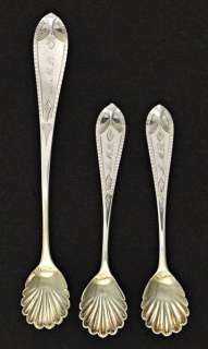 Antique American Coin Silver Salt Mustard Shell Spoons  