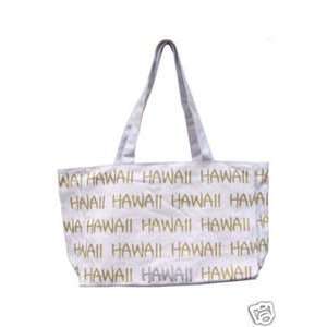  Hawaiian Canvas Tote Bag Robin Ruth White Gold Silver 