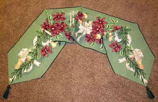   Poinsettias Tapestry Table Runner ~ Home Interiors 725734575197  