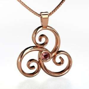    Triscele Pendant, Round Red Garnet 14K Rose Gold Necklace Jewelry