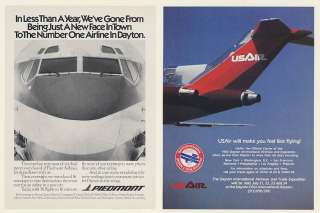 1983 Piedmont Airlines Jet USAir Jet Tail Dayton OH Ad  