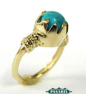 Outstanding New Design 14k Yellow Gold Turquoise Ring  