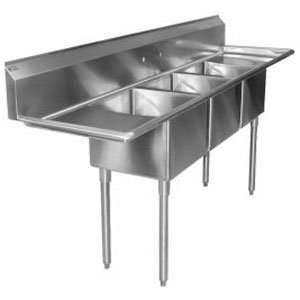  16 Gauge Regency Three Compartment Stainless Steel Commercial Sink 