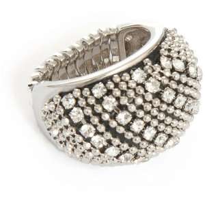  Silver Tone Large Sparkle Dome Stretch Ring Jewelry