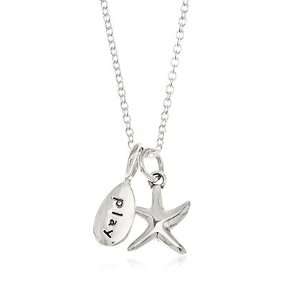    Girls Play And Starfish Necklace in Sterling Silver Jewelry