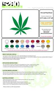 Pot  Marijuana Leaf Vinyl Decal Car Sticker 3.75x3.75  