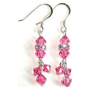  Sterling Silver Swarovski Crystal Earrings   Pink Arts 