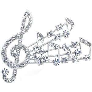  Silver Music Note Swarovski Crystal Brooches Pins Jewelry