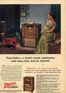 1948 Zenith Challenger Radio Phonograph Console Ad  