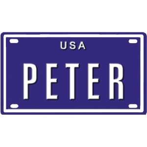 PETER USA MINI METAL EMBOSSED LICENSE PLATE NAME FOR BIKES, TRICYCLES 