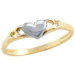   14k Yellow and White Gold Two Tone Heart Love Ladies Ring Jewelry