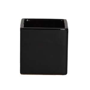  Gloss Black Ceramic Cube Vase/Planter   6.5 x 6.5 x 6.5 