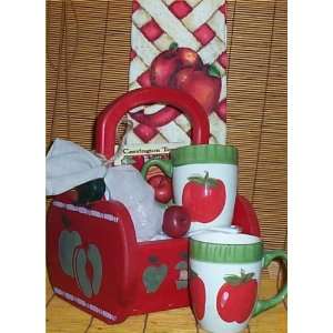  Apple Solid Wood Gift Basket Mugs Candy Tea Kitchen New 